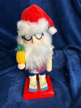 December Home Tropical Beach Santa Nutcracker with Pineapple and Sunglasses
